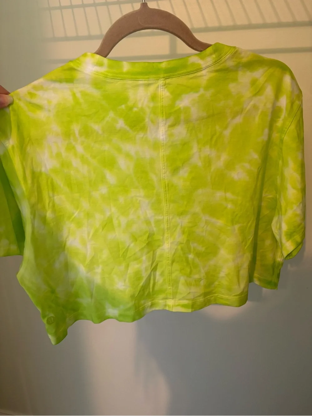 lululemon athletica Neon Lime Green Tie-Dye Cropped Tee
